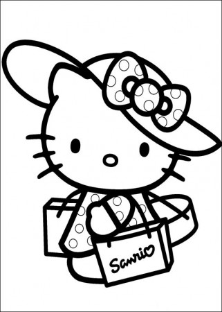 Hello Kitty coloring pages with hat ...