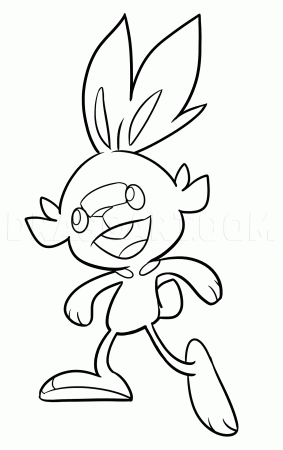 How to Draw Scorbunny,Pokemon Sword and Shield, Coloring Page, Trace Drawing