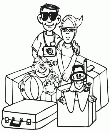Vacation Coloring Page | Family coloring page