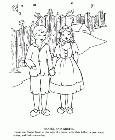 Hansel and Grettle fairy tale story coloring pages | Hansel and ...
