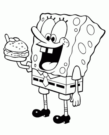 Spongebob eats hamburger coloring page - Topcoloringpages.net
