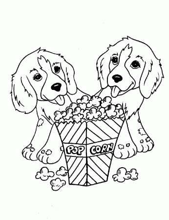 Dog for children : Two dogs - Dogs Kids Coloring Pages