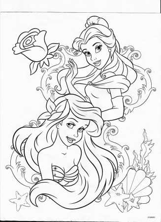 Belle And Ariel Coloring Pages - Coloring pages allow kids to accompany  their favo… | Ariel coloring pages, Princess coloring pages, Disney  princess coloring pages