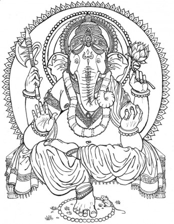 Lord Ganesha: outlined | Ganesha, Ganesha drawing, Ganesh art
