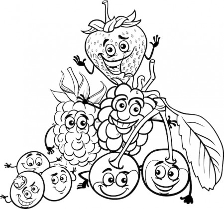 Premium Vector | Berry fruits cartoon for coloring book