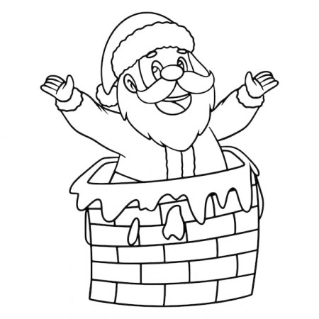 Santa in chimney coloring page coloring ...