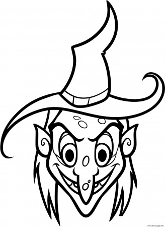Scary Witch Face Coloring page Printable
