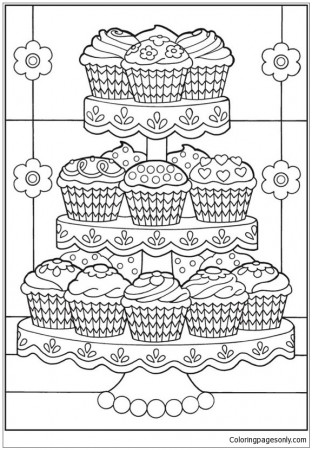 Cup Cakes Coloring Pages - Desserts Coloring Pages - Coloring Pages For  Kids And Adults