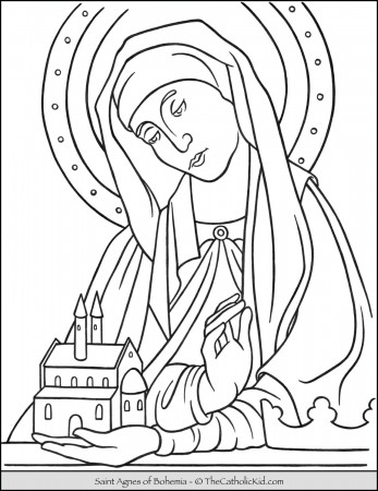 Saint Agnes of Bohemia Coloring Page - TheCatholicKid.com