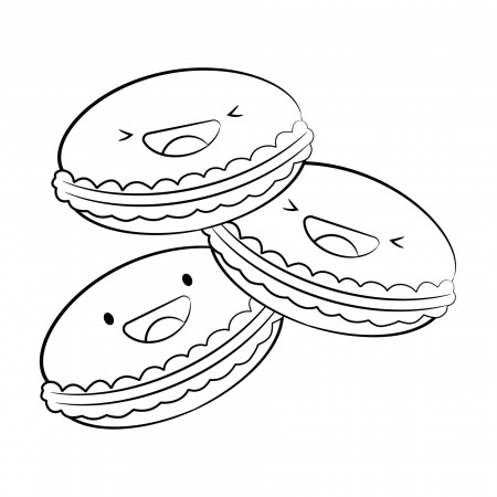 Outline Style Cute macarons vector icon isolated on white background.  Cartoon Sticker. Kawaii smiling food illustration. Flat cartoon outline  style. Coloring page. 10596254 Vector Art at Vecteezy