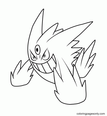 Mega Gengar Characters Coloring Pages - Gengar Coloring Pages - Coloring  Pages For Kids And Adults