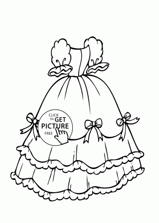 Dress with bows coloring page for girls, printable free | coloing ...