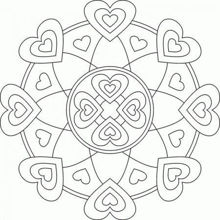 Mandala Love Hearts Relaxation Coloring Page