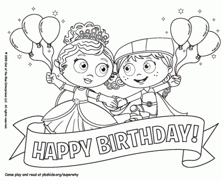 Happy Birthday Super Why Coloring Page