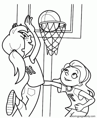 Two Girls Playing Basketball Coloring Pages - Basketball Coloring Pages - Coloring  Pages For Kids And Adults