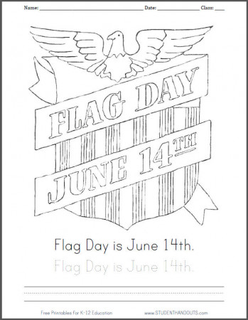 Free Printable Flag Day, June 14th Coloring Sheet | Student Handouts
