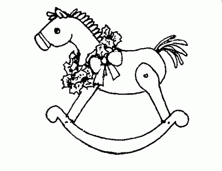 christmas wreath rocking coloring page | Horse coloring pages, Christmas  horses, Horse coloring