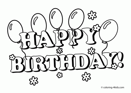 Happy Birthday Printable - Coloring Pages for Kids and for Adults