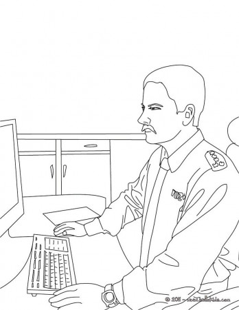 Policeman at the police station coloring pages - Hellokids.com