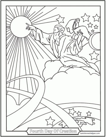 Creation Coloring Pages ❤️ Bible ⭐ God Made The Sun, Moon, And Stars