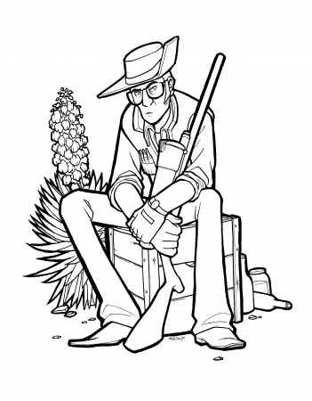 I inked a sniper for myself to color, but I figured I'd share the lineart  for you guys to color too. : tf2