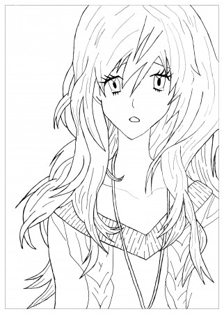 Manga-sad-girl - Manga / Anime Adult Coloring Pages