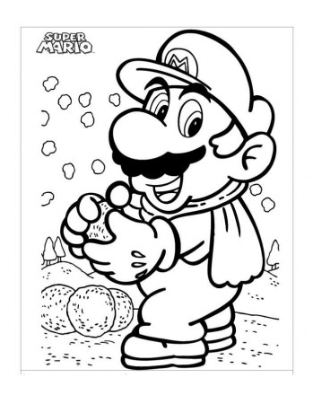 Mario with Snowballs Coloring Page - Free Printable Coloring Pages for Kids  | Mario coloring pages, Coloring pages, Free printable coloring pages