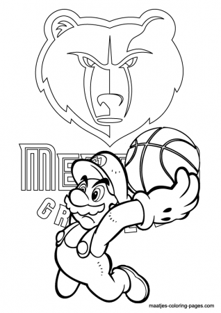 Memphis Grizzlies and Super Mario NBA coloring pages