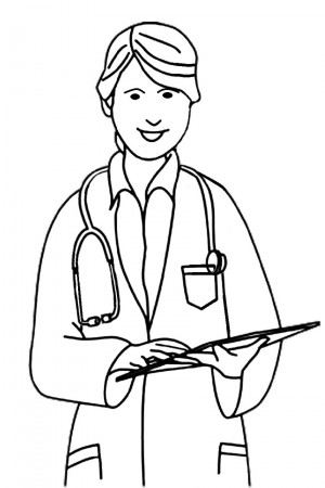 Doctor Wearing Stethoscope Coloring Page - Free Printable Coloring Pages  for Kids