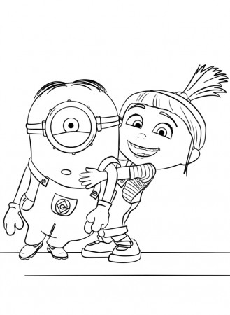 Agnes Gru and Minion Coloring Page - Free Printable Coloring Pages for Kids