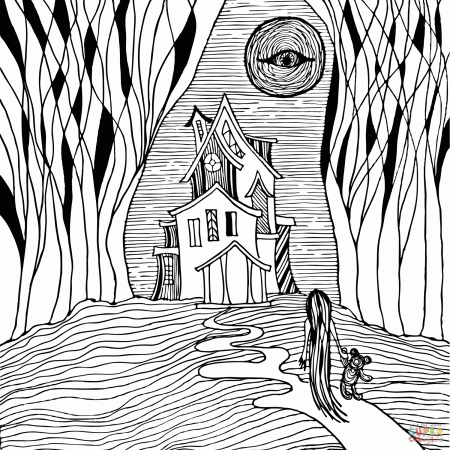 Mysterious Place in the Forest coloring page | Free Printable Coloring Pages