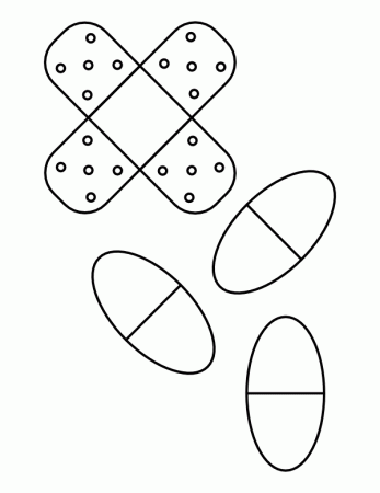 Printable Bandages and Medicine Coloring Page