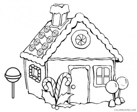 gingerbread house coloring pages with lollipop Coloring4free -  Coloring4Free.com