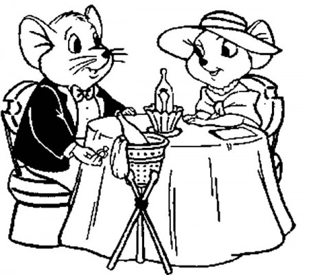 The Rescuers Miss Bianca And Bernard Romantic Dinner Coloring Pages :  Coloring Sun