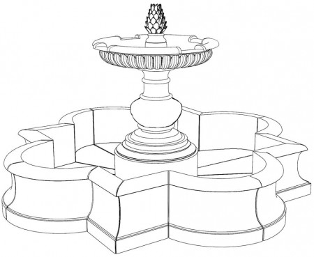Beautiful Fountain Coloring Page - Free Printable Coloring Pages for Kids