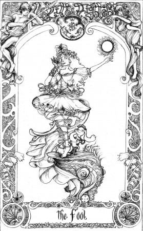 Tarot LF3: The Fool | Witch coloring pages, Coloring pages, Tattoo coloring  book