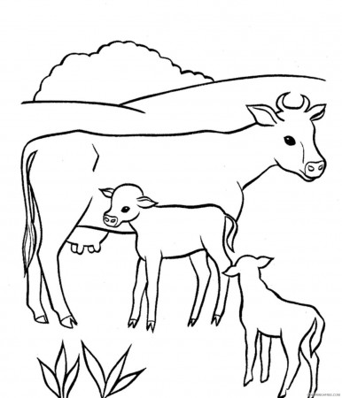 baby cow coloring pages with mom Coloring4free - Coloring4Free.com
