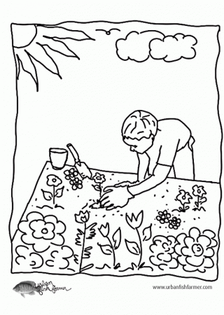 colouring page gardening - Clip Art Library