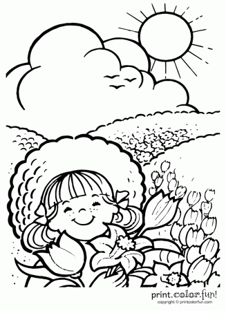 Coloring Pages : Enjoying Sunny Day Coloring Page Print ...
