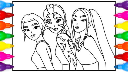 Kpop Demon Hunters Huntrix Comeback Coloring Page