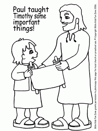 Sunday school coloring page, Paul teaching Timothyr