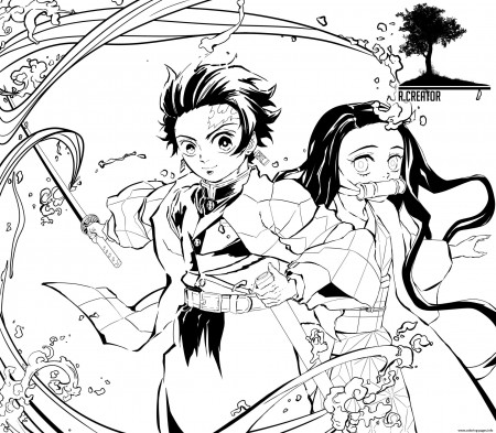 Kimetsu No Yaiba Manga Demon Slayer Coloring page Printable