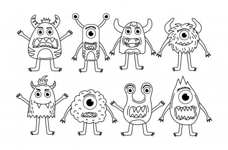 Set of cute monsters for coloring pages. Vector line aliens. Collection of  modern line illustrations. 6657243 Vector Art at Vecteezy