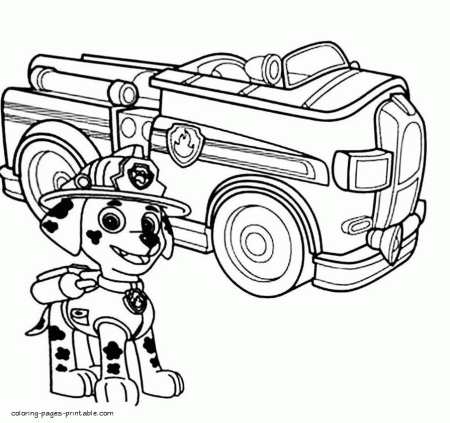 Paw Patrol printables coloring pages. Marshall || COLORING-PAGES -PRINTABLE.COM