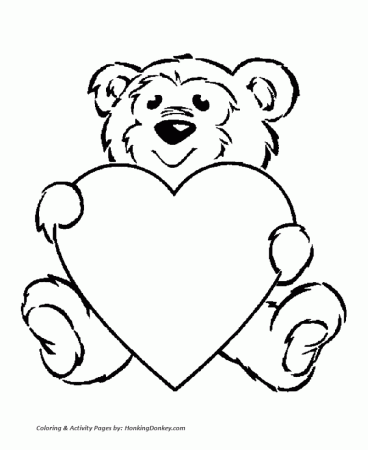 Valentine's Day Hearts Coloring Pages - Teddy bear with a big 