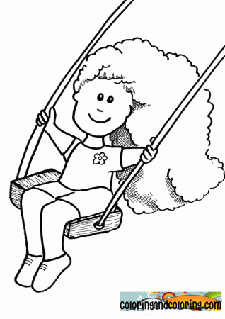 girl on swing coloring | Coloring and coloring