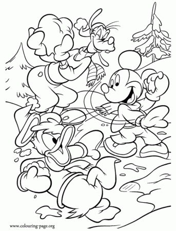 Mickey Mouse - Mickey, Donald Duck and Goofy having fun coloring page