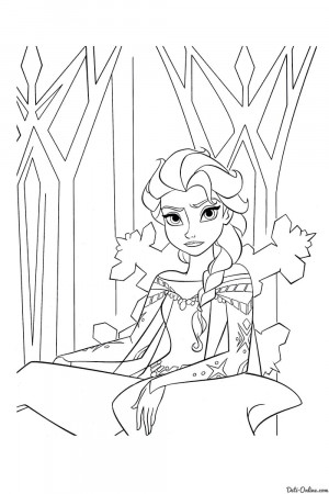 Unhappy Elsa Coloring Page - Free Printable Coloring Pages for Kids