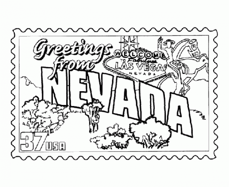 USA-Printables: Nevada State Stamp - US States Coloring Pages