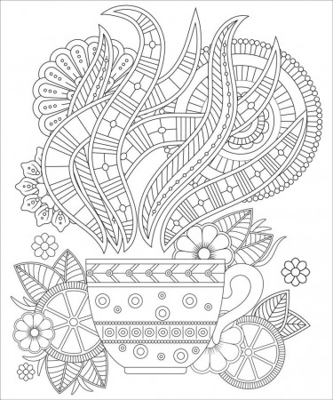 Tea cup coloring page with flower style. 3727580 Vector Art at Vecteezy